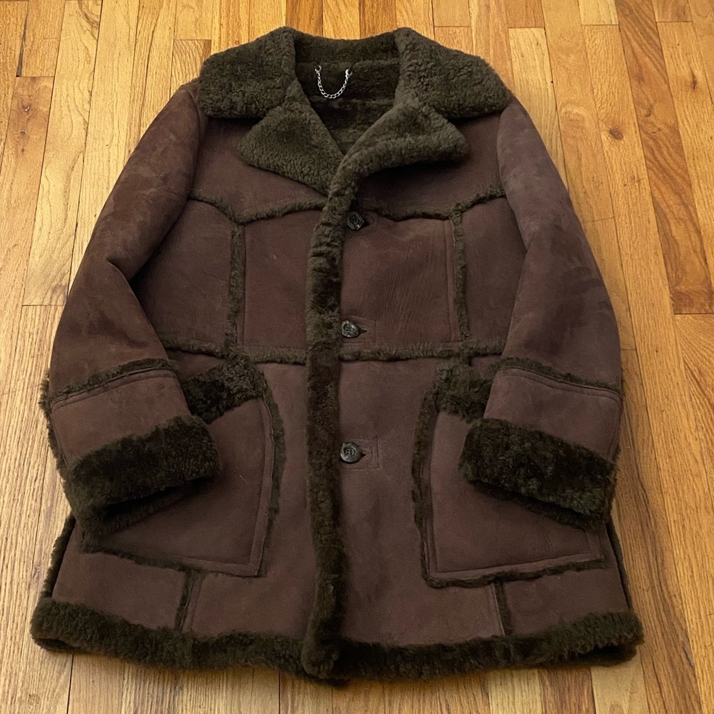 Stunning 1970s Shearling Leather Coat Brown Sz 42 by Franco Canadian 10/10 EUC